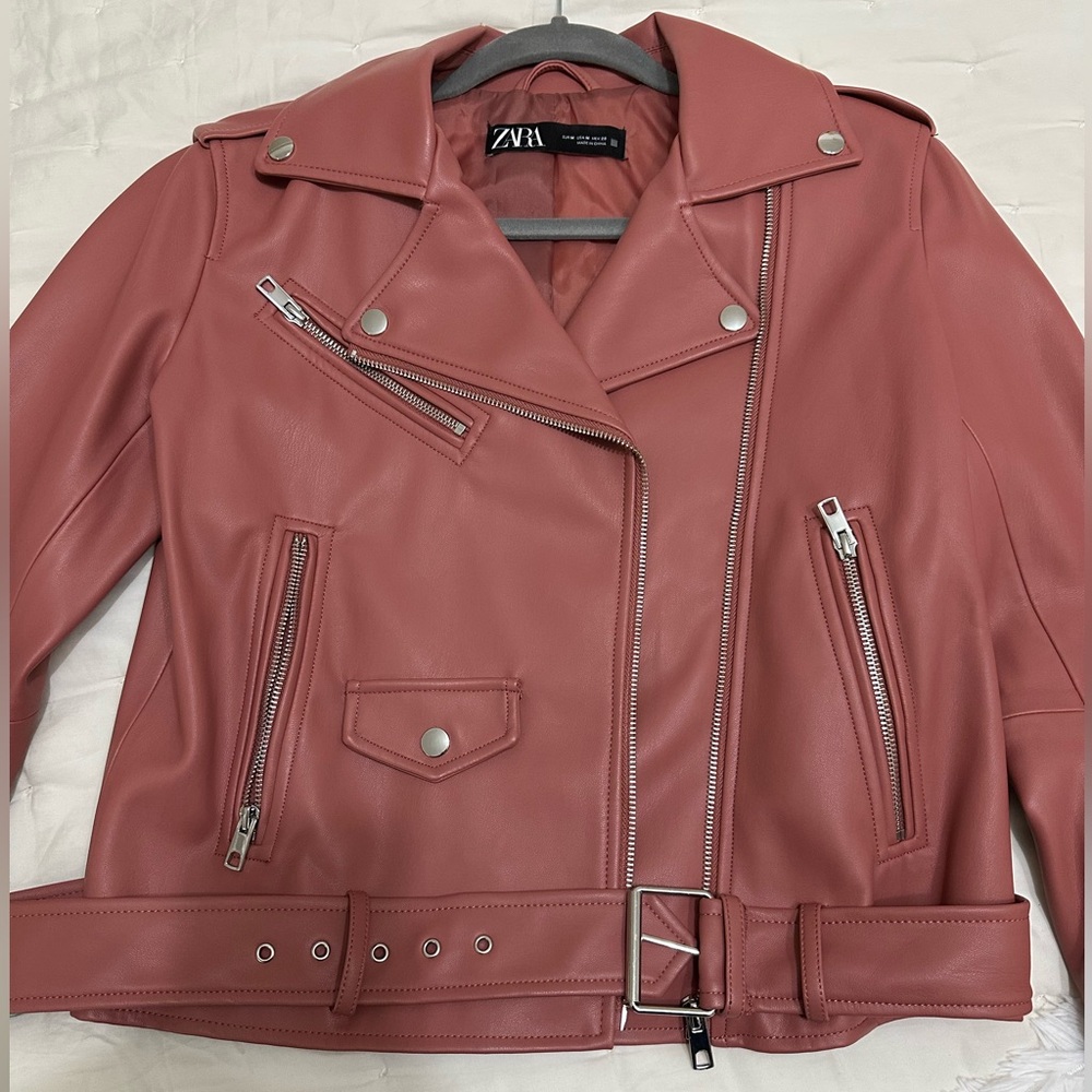 Zara Blush Pink Leather Jacket